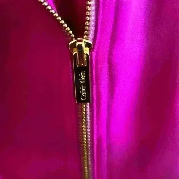 Calvin Klein Magenta Moto Jacket EUC gold hardware size tag removed- size est L - Picture 13 of 15